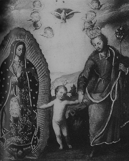 Anónimo, La Virgen de Guadalupe y san José, s. XVIII, Óleo, Colección Particular.[78]