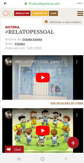 Figura 1. Print da p&aacute;gina em que o document&aacute;rio
#RELATOPESSOAL foi divulgado